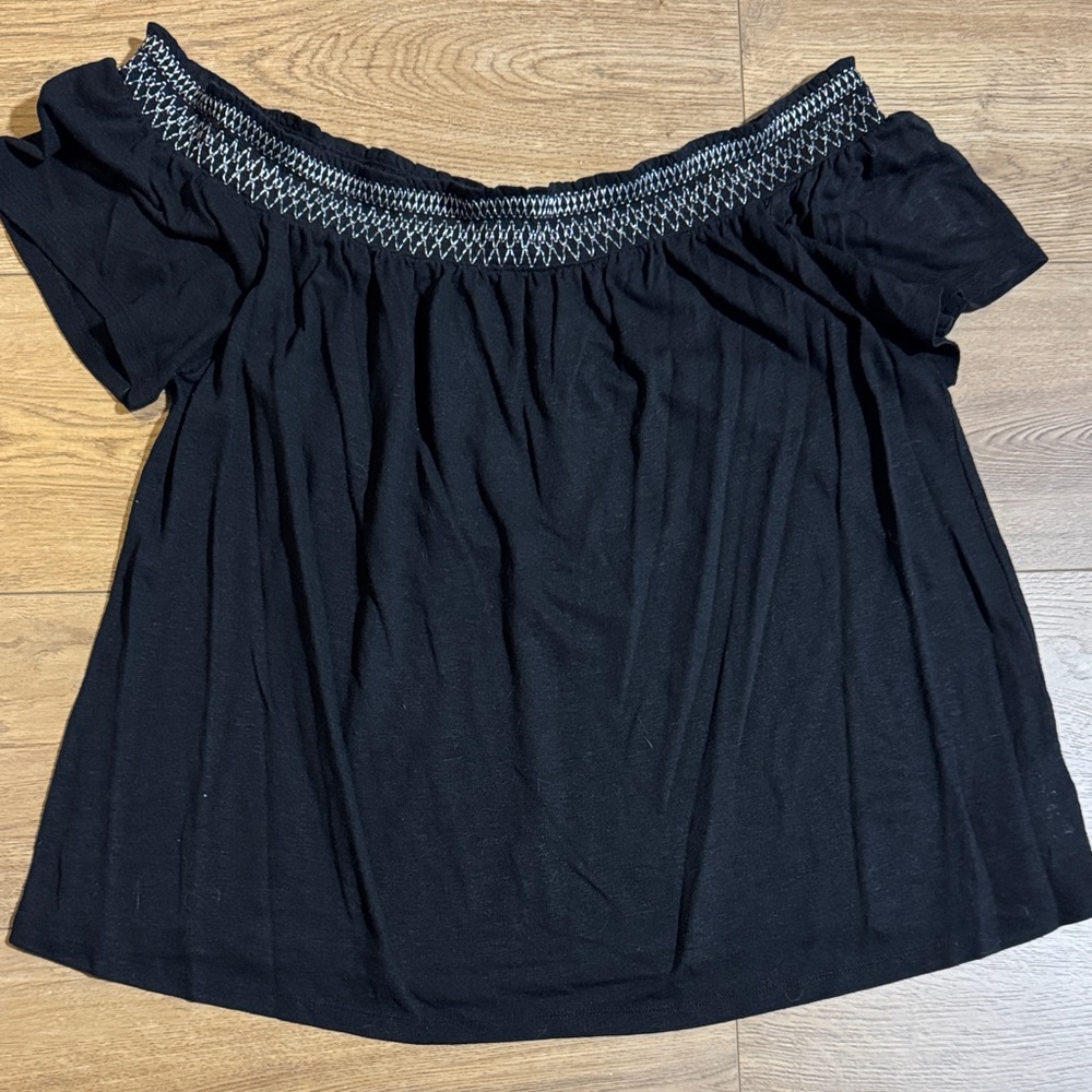 Old Navy Black Smocked Off-Shoulder Blouse
